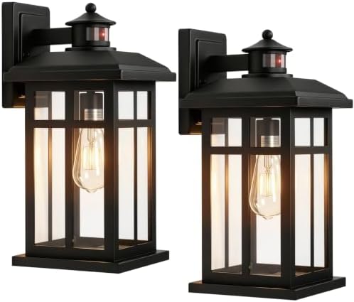 Brilvibera 2-Pack 16" Large Black Outdoor Wall Light by Brilvibera