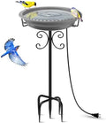 Daoeny Heated Bird Bath for Winter, 100W Heated Bird Baths for Outdoors Thermostat Control with 5-Prong Metal Base, Heated Bird Bath for Outside Winter Garden Patio Yard Lawn (Grey) by Daoeny