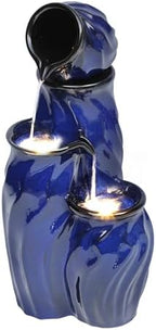 29" Ceramic Water Fountain Outdoor, 4-Tier LED Cascading Waterfall - Image 2
