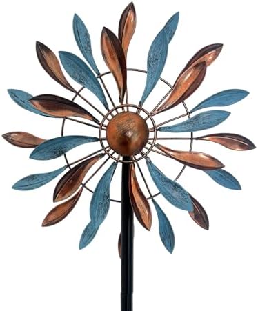 Copper Teal Petal 360° Metal Wind Spinners Outdoor, 56.7" H - Image 6