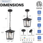 Outdoor Dusk to Dawn Pendant Light Black Outdoor Porch Hanging Light - Image 4