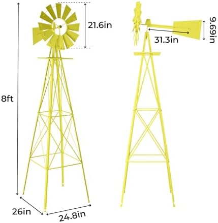 Outvita 8FT Metal Weather Vane, Ornamental Windmill for Outdoor Yard - Image 2