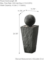 Glitzhome Outdoor Water Fountain, Outdoor Fountain with Pebbles, Pump and LED Light, 31.75" H Modern Geometric Pedestal and Sphere Polyresin Waterfall Fountain for Patio, Backyard, Garden, Deck Decor - Image 5
