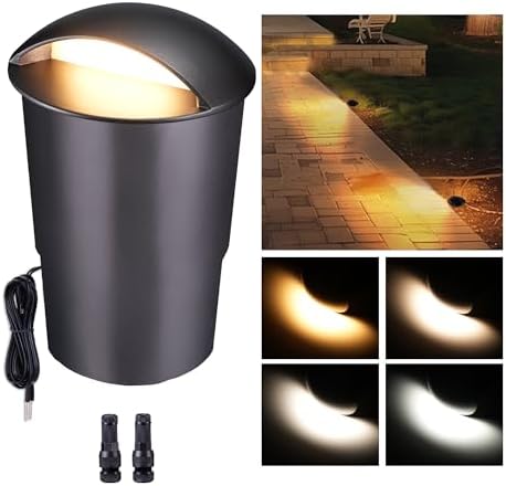 Low Voltage Well Lights - 5 Colors Temp IP67 In-Ground Light, 2700K/3000K/3500K/4000K/5000K Outdoor 12V LED Turret Top Landscape Lighting, ORB Aluminum for Pathway Deck Patio 3W 170LM by Varmtalys