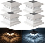 TW SHINE 4 Pack Solar Outdoor Fence Post Lights, 2 Modes Post Cap Lights Waterproof Warm White/Cool White for Yard, Garden, Porch, Patio Decor, for 4x4 5x5 6x6 Wood Posts, White by TWSHINE