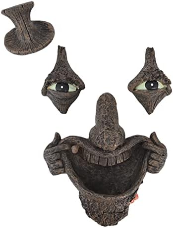 Gavigain Tree Face Welcome Decor - Old Man with Glowing Eyes in Dark Outdoor Tree Hugger Sculpture - Whimsical Garden Tree Decorations Yard Art, Halloween Decor, Defult by Gavigain