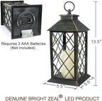2-Pack 13.5" Vintage Candle Lantern with LED Candle (Distressed Gold, 6hr Timer) - IP44 Waterproof Outdoor Hanging Lanterns Battery Powered - Tabletop Lantern Decorative Home Lanterns - Image 7