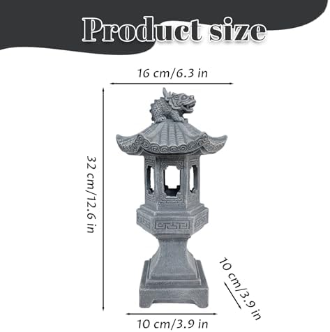 Pagoda Garden Statue, Resin Solar Japanese Pagoda Lantern, Decorative Zen Garden Landscape for Yard Patio Lawn, Style1, DéCors IntéRieurs - Image 5