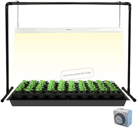 2 feet LED Grow Light Stand for Seedling,Iron Pipe Frame,with Natural White Light Full Spectrum LED Plant Growing Lamp, Light Height Ajustable,with Timer Outlet by iGrowtek