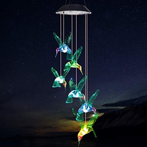 ShangTianFeng Solar Hummingbird Wind Chime, Gifts for Friends Female,Friendship Gifts for Women,Women Gift,Grandma Gift,Mother Birthday Gift from Daughter,Gardening Gift,Hanging Solar Lights,mom - Image 3