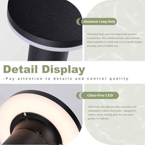 Outdoor Pathway Lights, 11.8“-31.5" 3000K LED Bollard Lights Outdoor, IP54 Waterproof Path Lamp, Modern Commercial Landscape Lighting for Driveway Walkway Sidewalk Garden Lawn - Image 6