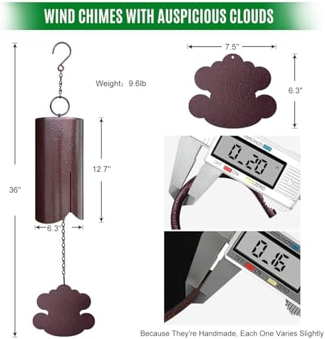 FengShui Wind Chimes with Auspicious Clouds,36 inch Copper Vein Large Wind Chimes for Outside Deep Tone,Deep Resonance Serenity Bell,Sympathy Gifts. - Image 4