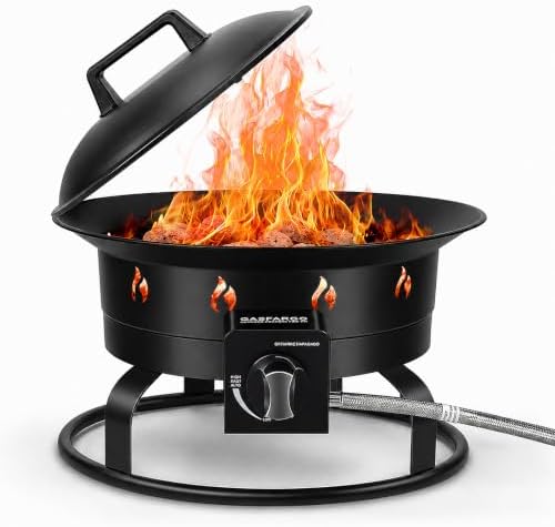 Portable Propane Fire Pit, 19-inch, 60,000 BTU Gas Fire Pit with Fire Pit Cover & Carry Kit, Smokeless Fire Bowl, Outdoor Fire Pit for Camping, Backyard, Patio, Tailgating, RV, Deck by Unknown
