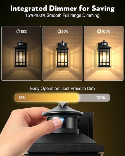 Motion Sensor Outdoor Light Adjustable Sensing Range, 2 Pack Black Dusk to Dawn Exterior Lighting Fixtures with Seed Glass, Aluminum Anti-Rust Outside Lights for House Garage Doorway Garden - Image 4