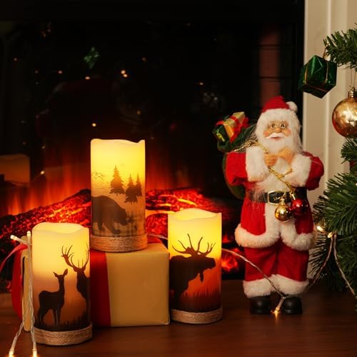 Homemory Christmas Real Wax Flameless LED Pillar Candles with Timer Remote - Image 3