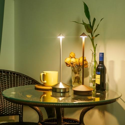 2 Pack Cordless LED Table Lamp, Rechargeable 5200mAH Battery Operated Lamp for Decor, 3 Color Stepless Dimming Desk Lamps, for Restaurant, Bedroom, Outdoor Camping, Coffee Shop, Night Light - Image 2