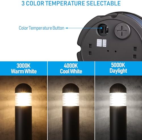 LEONLITE 3CCT LED Bollard Landscape Pathway Light, 43", Louvered - Image 3