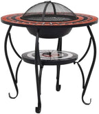 Mosaic Fire Pit Table, Ceramic Bowl, Garden Patio Heater, 26.8 in - Image 2