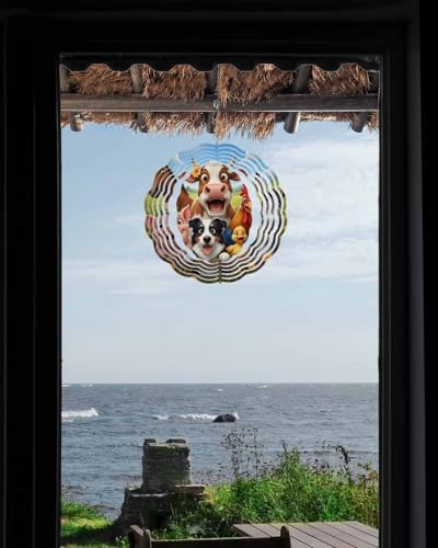 Farmhouse Wind Spinner for Garden Yard 12In, Funny Cow Horse Pig Face Cute Dog Duck Chicken Donkey 3D Stainless Steel Kinetic Hanging Wind Spinners Rustproof Outdoor Decor for Lawn Patio Home - Image 7