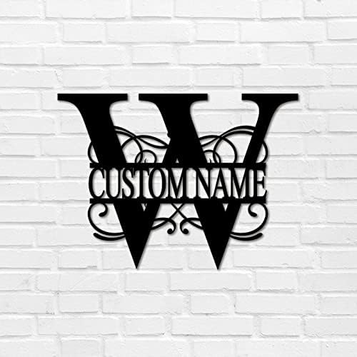 W Custom Name Initial Letter Monogram Metal Sign Vintage Steel Metal Wall Art Hanging Sign Decorative Metal Welcome Sign Welcome Sign for Indoor Outdoor Man Cave Dining Room Home Decor 18 Inch by Alioyoit