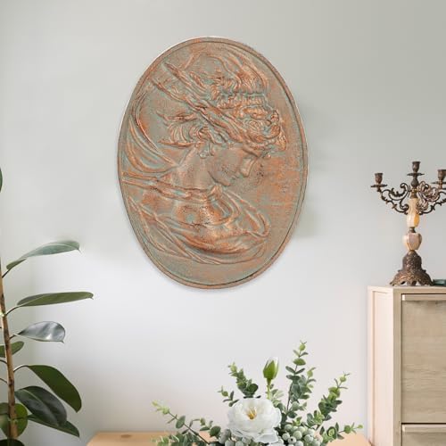 Sungmor Copper Cast Iron Wall Art, Oval-shaped Classical Lady Relief Plaque - Image 5
