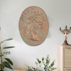 Sungmor Copper Cast Iron Wall Art, Oval-shaped Classical Lady Relief Plaque - Image 5