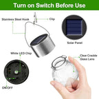 PARTPHONER 32 Pack Hanging Solar Lights Outdoor, Waterproof Solar Globe Lantern with Handle and Clip, Decorative Cracked Glass Ball Lights for Christmas Decor, Tree, Yard, Garden, Patio (Cold White) - Image 5