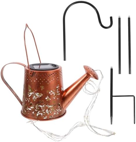 Solar Garden Kettle Light Watering Can, Iron Figurine Lamp for Courtyard by BESPORTBLE