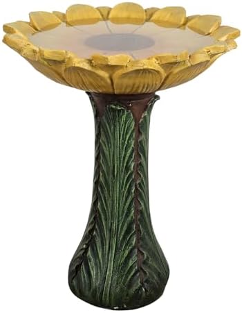 SKYFIRE 24.4” Tall Outdoor Concrete Bird Bath - Sunflower Birdbath Bowl with Green Leaf Pedestal for Garden, Patio, Lawn, Backyard,Outdoor Decor -20”Dia. X 24.4”H Garden Decor Statue Flower Birdbaths - Image 4