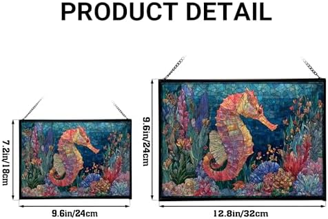 Glowing Coral Garden with Tiny Seahorse Rectangular Stained Glass Suncatcher – Hanging Window Panel with Animal & Nature Scene – Vibrant Glass Art Gift for Wildlife, Fantasy, Nature Lovers zHBtGp - Image 4