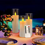 YOROXRG Set of 24 Flickering Flameless Candles Battery Operated with Remote and 2/4/6/8 H Timer Plexiglass Led Pillar Candles with Realistic Moving Wick Candles for Home Decor (D2.2"xH 5"6"7")(White) - Image 5