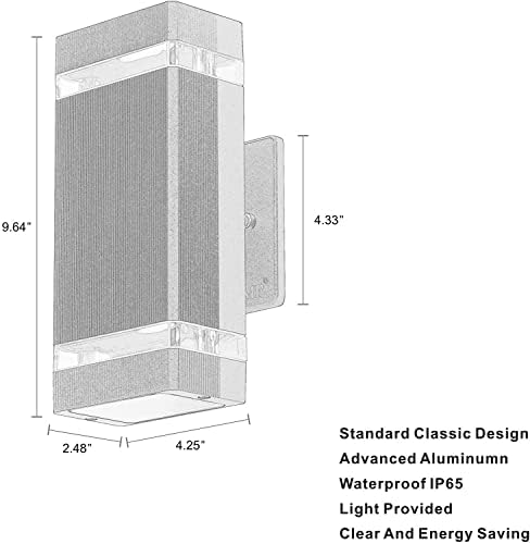 LMP LED Outdoor Wall Light, Aluminum IP65 Waterproof Porch Lights - Image 3