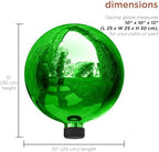 Alpine Corporation 10" Diamater Indoor Outdoor Glass Gazing Globe Festive Yard Decor, Green - Image 3