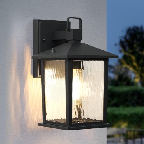 12'' Outdoor Porch Light, Matte Black Outdoor Wall Lantern Aluminum by Zillsea