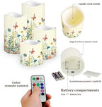 Flameless Pillar Candles Set of 4 Battery Operated Candles with Timer Remote and Color Changing Led Candles Tea Light Fake Candles Living Room Home House Decor Floral and Butterfly - Image 3
