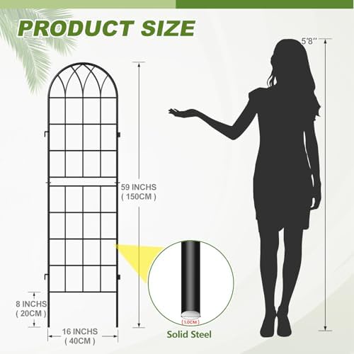 DoCred 4 Pack Garden Trellis for Climbing Plants, 59 Inch Metal Trellis - Image 2
