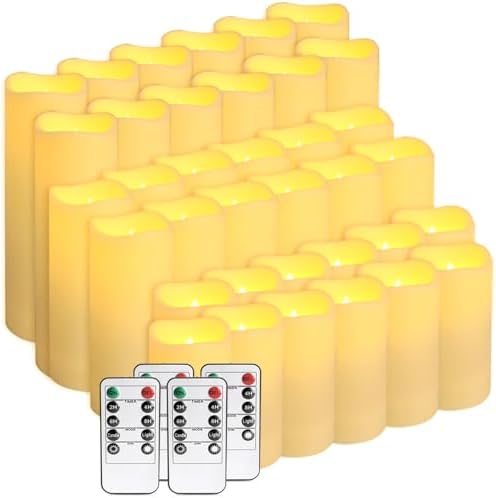 36-Pack Flickering Flameless Candles with Remote Control - LED Fake Candle Perfect for Wedding,Outdoor,Table,Halloween,Christmas Decor - Create a Magical Ambiance Effortlessly(Three Sizes) - Image 3