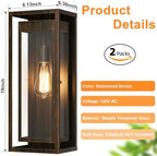 19" Large Outdoor Wall Light Fixtures,Distressed Brown Porch Light - Image 4