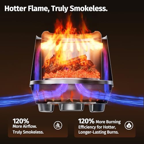 East Oak Fuoco 7 Inch Tabletop Smokeless Fire Pit, 3-in-1 Ash Pan Portable Wood & Pellet Tabletop Firepit, Easy Clean Up, Stainless Steel Mini Fire Pit for Outside, Backyard, Patio, Camping & Deck - Image 2