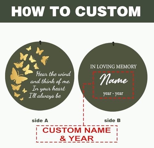 Personalized Memorial Wind Chimes for Outside, Sympathy Gifts Wind Chime for Loss of Loved One, Beautiful Decor with Deep Tone, Ideal for Funeral, Remembrance & Bereavement, Produced in Texas - Image 5