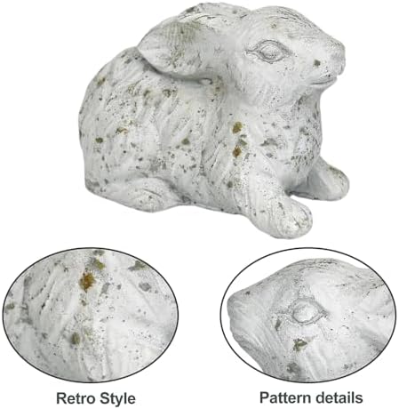 White Cement Rabbit Statue, Easter Bunny for Outdoor Garden Decor - Image 4