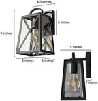 Black Outdoor Wall Sconce Lights, Farmhouse Trapezoid Anti-Rust Waterproof Outdoor Porch Lights Wall Mount Exterior Light Fixture with Clear Glass for Patio, Froot Door, Garage - Image 5