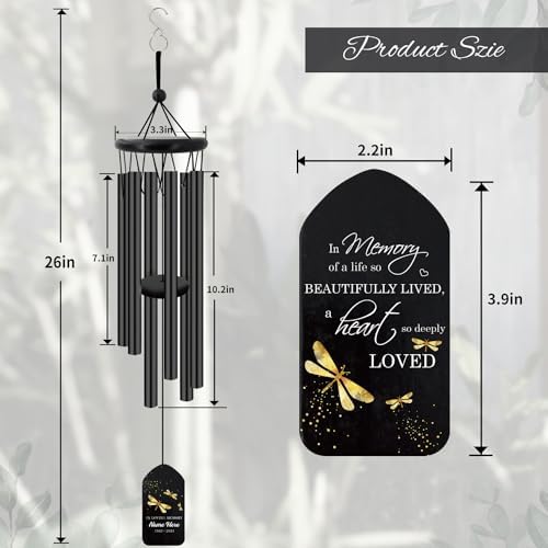 Sympathy Dragonfly Wind Chimes, Produced in USA, 26inch Personalized Wind Chimes for Loss of Loved One, Commemorative Sympathy Gifts for Funeral, in Memory of Dad/Mom/Husband/Wife - Image 5