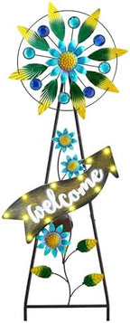 TERESA'S COLLECTIONS Solar Metal Hummingbird Wind Spinner Garden Stake 26" by TERESASCOLLECTIONS