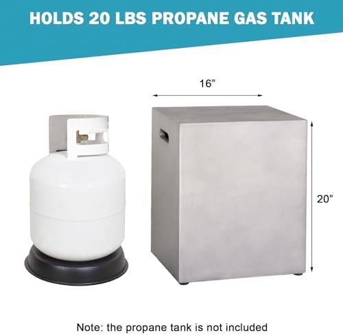 Propane Tank Cover Table, 20 LB Propane Tank Storage Box, Modern Outdoor Gas Tank Covers Hideaway Table for Propane Fire Pit and Gas, Square Tank Holder with Handles (Gray) 16'' X 20'' - Image 2