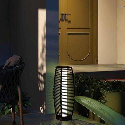 Solar Floor Lamp, Outdoor Rattan Garden Lantern for Pathway and Driveway - Image 3