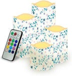 Blue Pink Floral Flameless Light Candles with Remote Timer Battery Operated Candles Color Changing Fake Pillar Candles Tea Lights Home Indoor Desktop Decorations Electric Led Candles by Uorisanigo