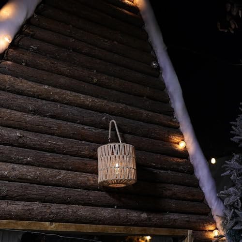 Cooo Large Solar Rope Lantern Outdoor Hanging – Handwoven Jute Rope Lantern with Warm Edison Bulb, IP65 Waterproof Solar Powered Garden Light for Porch Patio, Yard Christmas Decorations, 8.27” Tall - Image 5