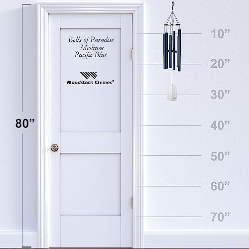 Woodstock Wind Chimes for Outside, Garden, Patio, Porch and Outdoor Decor (32") Bells of Paradise Pacific Blue Decorative Wind Chime Gifts (BPMPB) - Image 3
