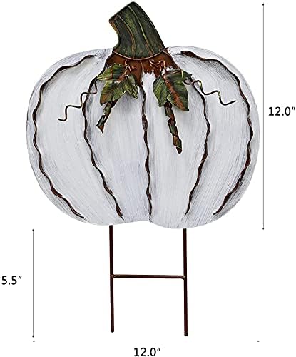 Rustic Metal Pumpkin Garden Stake Outdoor Decorations for Home Standing Metal Pumpkins Yard Stake for Fall Harvest Decor Thanksgiving Halloween Lawn Decoration-Set of 2 - Image 2